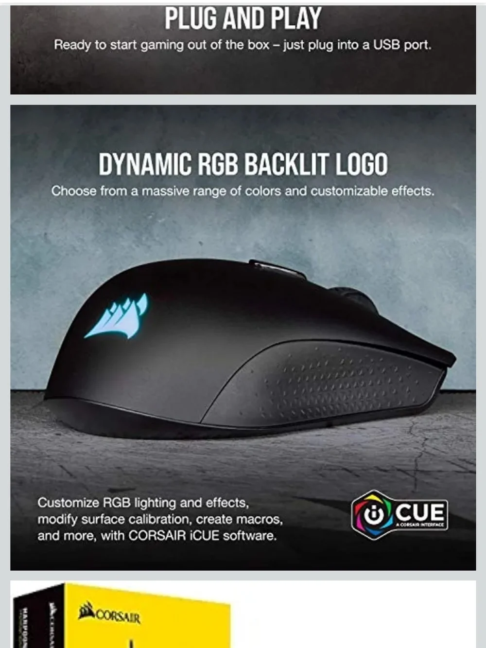 Corsair Harpoon RGB Pro Black Gaming Mouse Excellent Condition